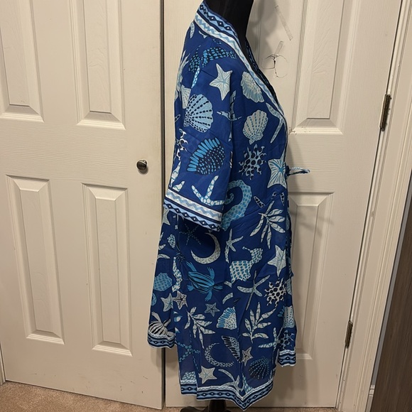 Haute Hippie Blue and White Shell Print Swim Coverup - Picture 5 of 11